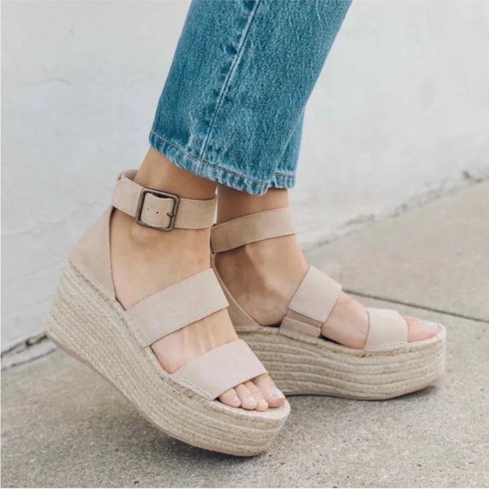 SOLUDOS Palma Suede Hemp Wedge Sandals \\ 9
